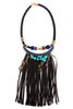 Tribal Pebble Neckace with Chain and Tassel Detail