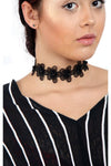 Black Floral Lace Bead Choker
