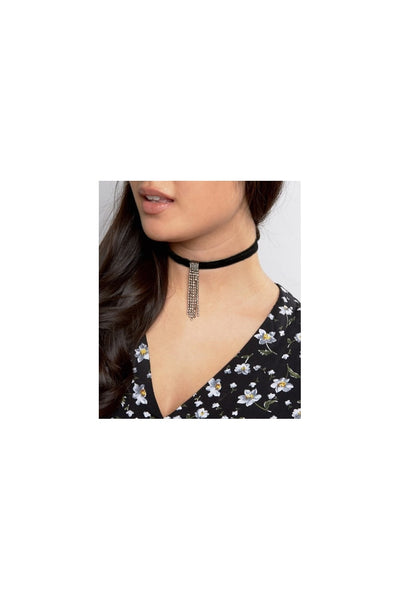 Black Wrap Around Jewel Velvet Choker Necklace