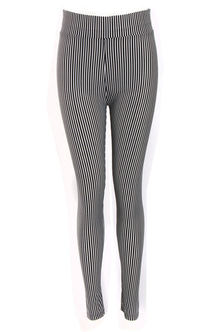 White and Black Stripe High Waised Skinny Legging