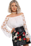 Off Shoulder With Crochet Lace Detail Bell Sleeves