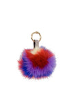 Multi Colour FAUX MINK Fur Pom Pom Keyring Charm with Diamante Strap
