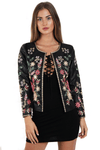Floral Embrodery Leather Jacket