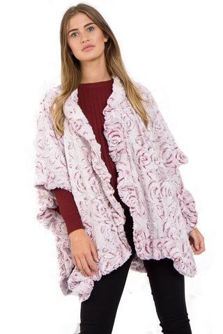 Large Rose Textured Soft Touch Poncho