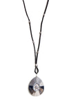 Crystal Gem Leather Bead Statement Necklace