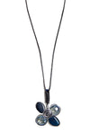 Metal Gem Flower Pendant Statement Boho Necklace