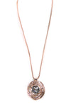 Metal Circle Gem Pendant Boho Statement Necklace in Rose Gold