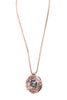 Metal Circle Gem Pendant Boho Statement Necklace in Rose Gold