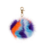 Multi Colour FAUX MINK Pom Pom Keyring Charm with Chain