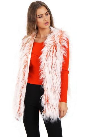 White Faux Fur With Highlighted colour Gilet