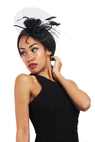 Black Flower Net fascinator