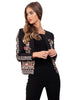 Floral Embroidered Blazer Jacket with Embellished Studded Arms