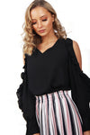 Cold Shoulder Ruffle Detail Blouse Top