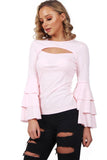 Jersey Stretch Cotton Ruffle Bell Sleeve Top