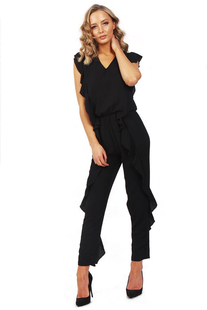 Ruffle Detail Smart Casual Jumpsuit Urban Mist UK