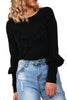 Cross Over Ruffle Detail Long Sleeve Jumper Top