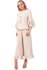 Ribbed Knit Puffer Sleeve Jumper and Wide Leg Ruffle Culotte Trouser Co-Ord Set