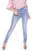 Ripped Diamante Jewel Detail Skinny High Waist Jeans