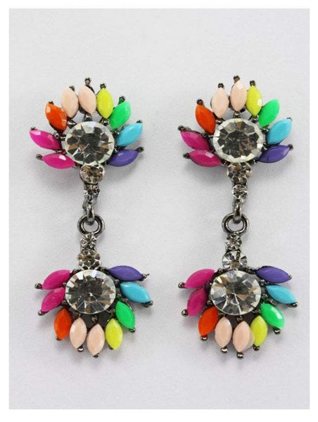 Jewel and Diamante Danglining Boho Festival Earrings