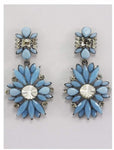 Flower Jewel and Diamante Earrings