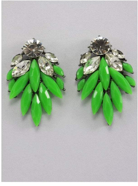 Falling Leaf Jewel and Diamante Earrings 1