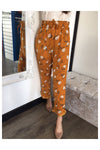 Orange Small Floral Print Trousers