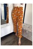 Orange Small Floral Print Trousers