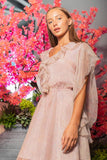 Pink Paisley Frill Neck Floaty Dress