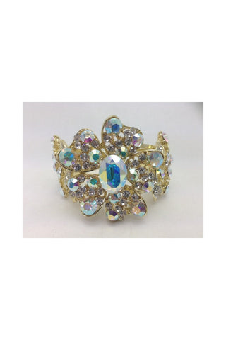 Flower Diamante Crystal Open Cuff Bracelet 4