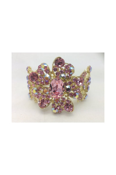 Flower Diamante Crystal Open Cuff Bracelet 1