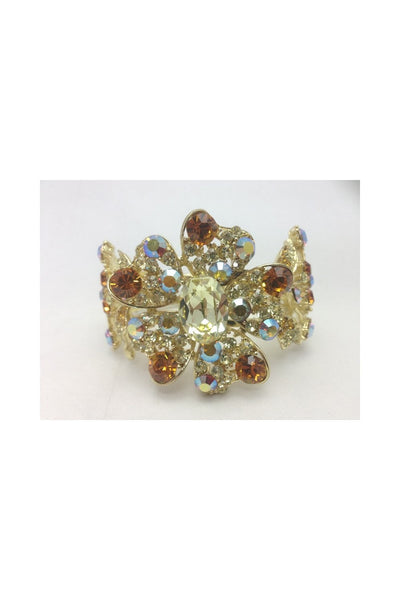 Flower Diamante Crystal Open Cuff Bracelet 2