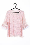Pink Floral Print Chiffon Floaty Blouse Top