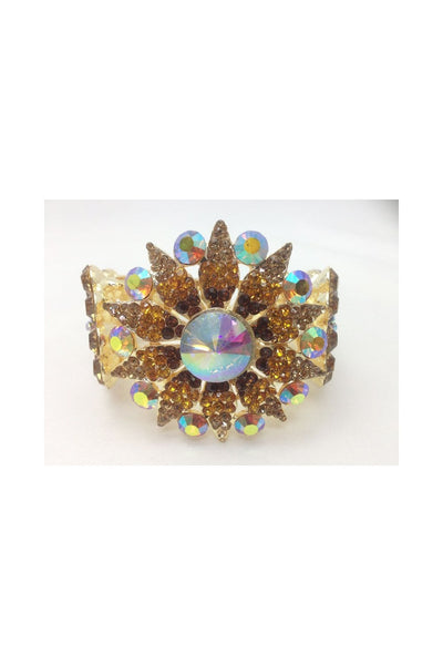 Brown Geometric Vintage Flower Gem Bracelet