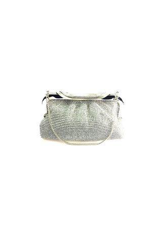Swarovski Crystal Studded Leather Strap Detail Clutch Bag
