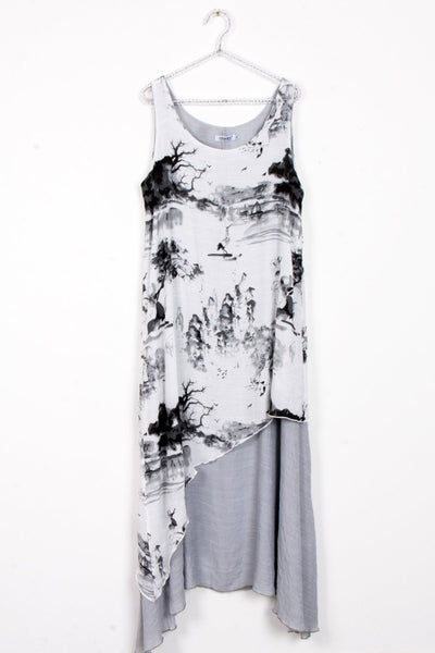 Black and White Wildlife Print Floaty Tunic Maxi Dress
