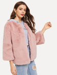 Plain Ultra Soft Faux Fur Jacket Coat