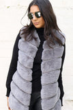 Longline Ultra Soft Faux Fur Leather Panelled Gilet