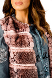 Snake Print Chevron Soft Faux Fur Leather Panel Gilet