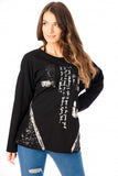 Oversized Patchwork Jersey Jumper with Sequin