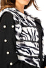 Zebra Print Chevron Soft Faux Fur Leather Panel Gilet