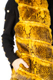 Snake Print Chevron Soft Faux Fur Leather Panel Gilet