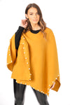 Oversized Felt Pull Over Poncho with Pearl Detail