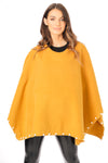 Oversized Felt Pull Over Poncho with Pearl Detail