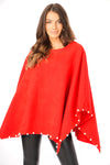 Oversized Felt Pull Over Poncho with Pearl Detail