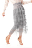 Layered Tulle Mesh Long Skirt