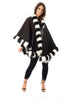 Knitted Faux Fur Swing Poncho Cape in black/white