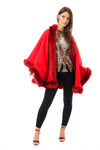 Felt Feel Faux Fur Swing Poncho Cape