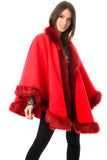 Felt Feel Faux Fur Swing Poncho Cape