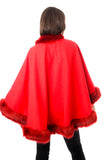 Felt Feel Faux Fur Swing Poncho Cape