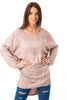 Long Sleeve Knitted Top with Diamante Mesh Patchwork